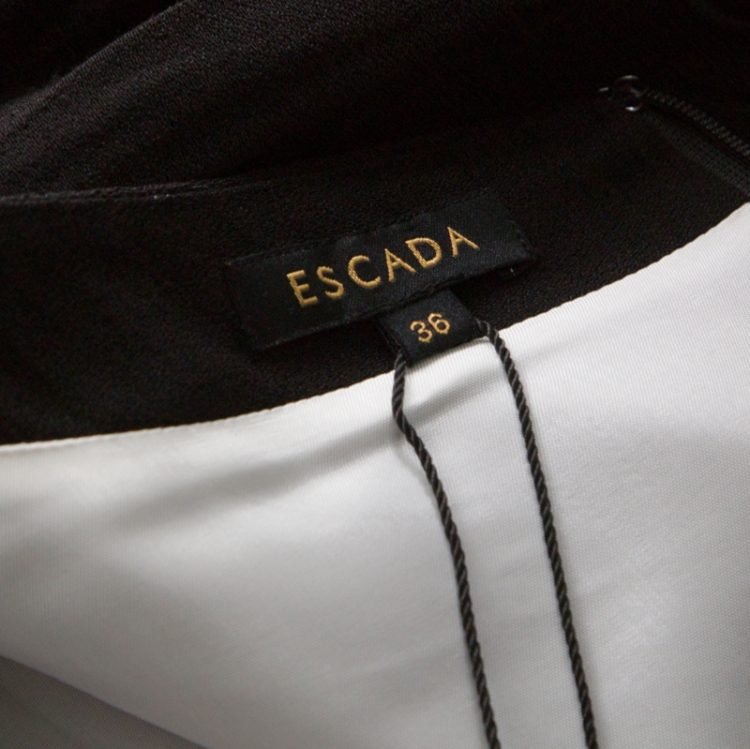 Pre Owned Escada Monochrome Floral Embroidered Daby Shift Dress M