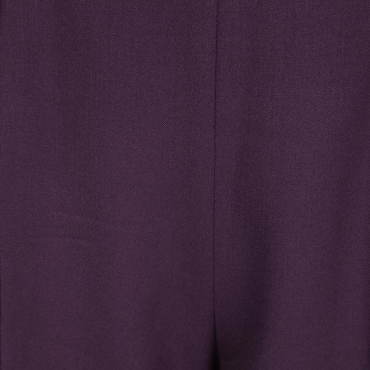 Pre Owned Escada Purple Wool Raccoon Fur Collar Detail Cardigan and Trouser Set M