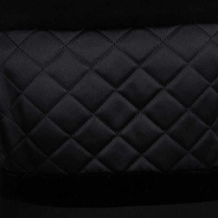 Pre Owned Escada Couture Black Quilted Velvet Trim Strapless Maxi Dress S
