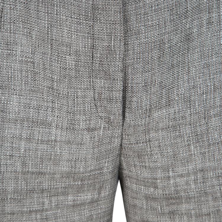 Pre Owned Escada Brown and White Textured Belted Vest and Trouser Set S