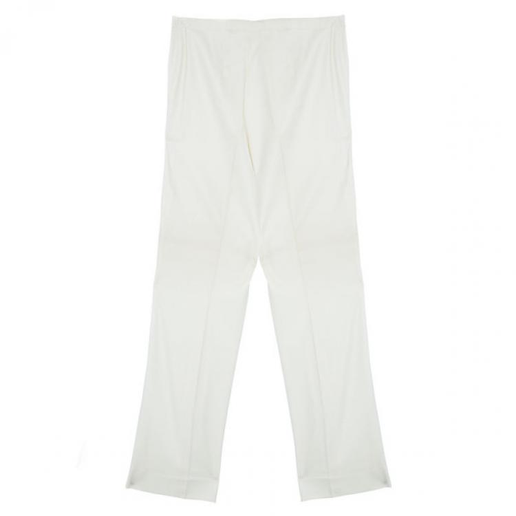 Pre Owned Escada Off-White Embroidered Suit M