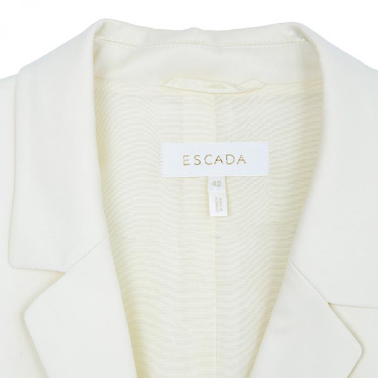 Pre Owned Escada Off-White Embroidered Suit M