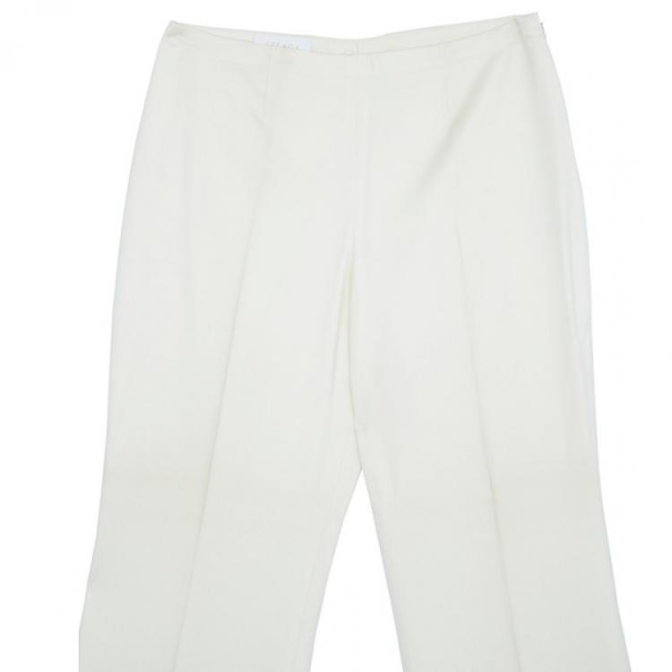 Pre Owned Escada Off-White Embroidered Suit M