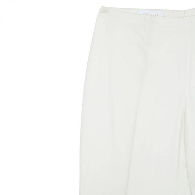 Pre Owned Escada Off-White Embroidered Suit M