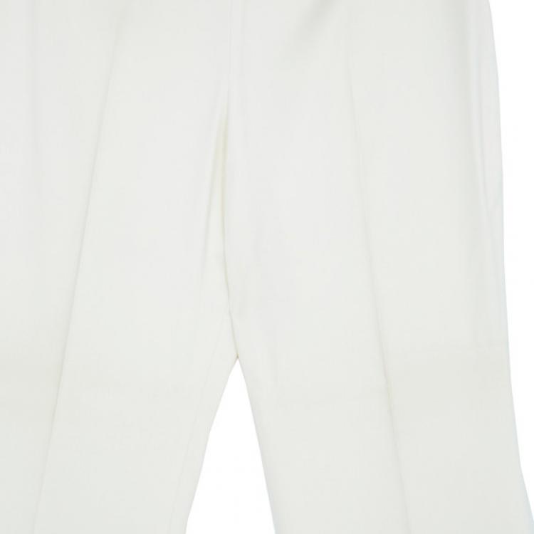Pre Owned Escada Off-White Embroidered Suit M