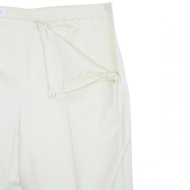 Pre Owned Escada Off-White Embroidered Suit M