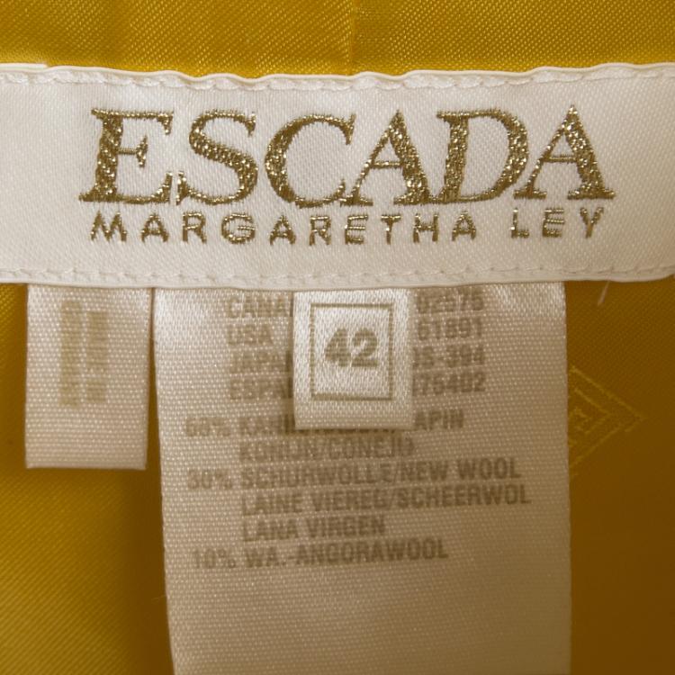 Pre Owned Escada Margaretha Ley Yellow Rabbit Fur Wool Blend Blazer M