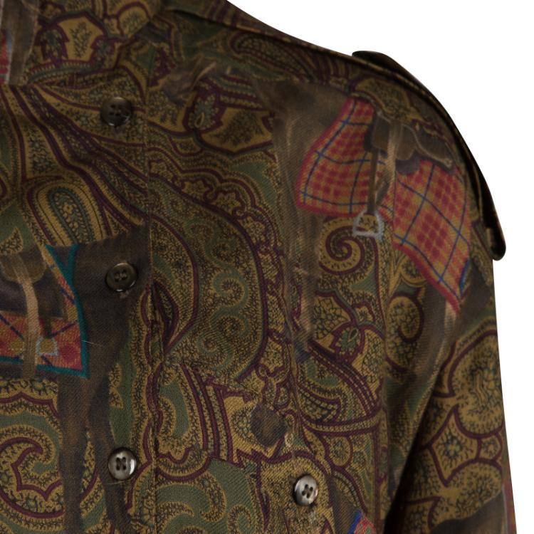 مملوكة مسبقًا Escada Margaretha Ley Multicolor Paisley Horse Print Wool Blouse M