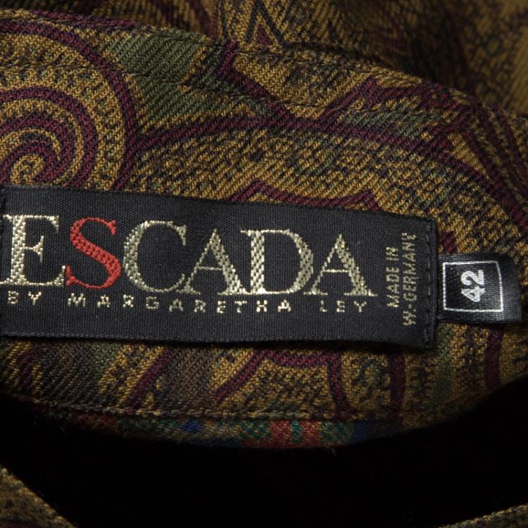 مملوكة مسبقًا Escada Margaretha Ley Multicolor Paisley Horse Print Wool Blouse M