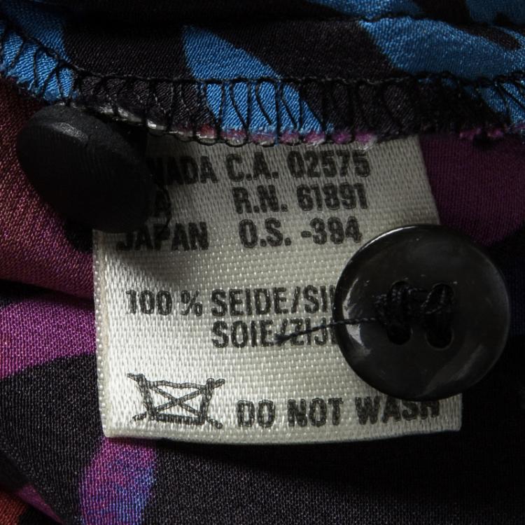 Pre Owned Escada Margaretha Ley Multicolor Animal Printed Silk Long Sleeve Oversized Shirt XS