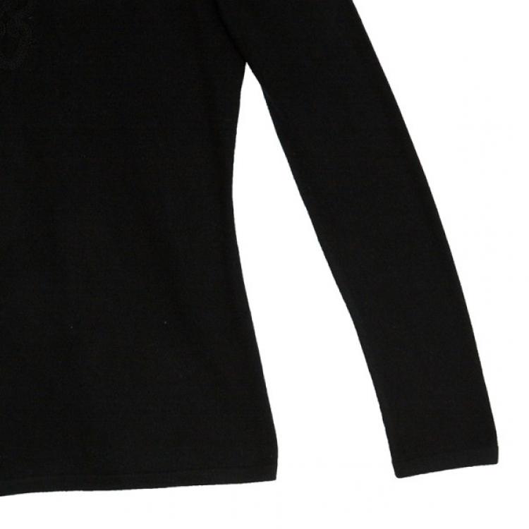 Pre Owned Escada Black Embroidered Long Sleeve T-Shirt M