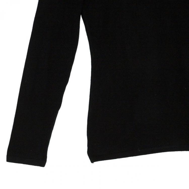 Pre Owned Escada Black Embroidered Long Sleeve T-Shirt M