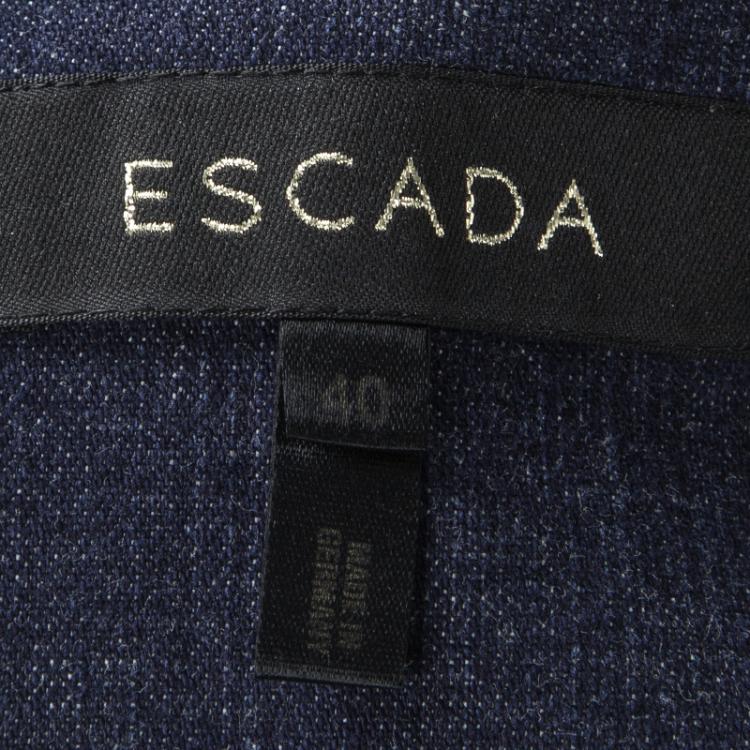 Pre Owned Escada Indigo Dark Wash Denim Buckle Detail Button Front Jacket S