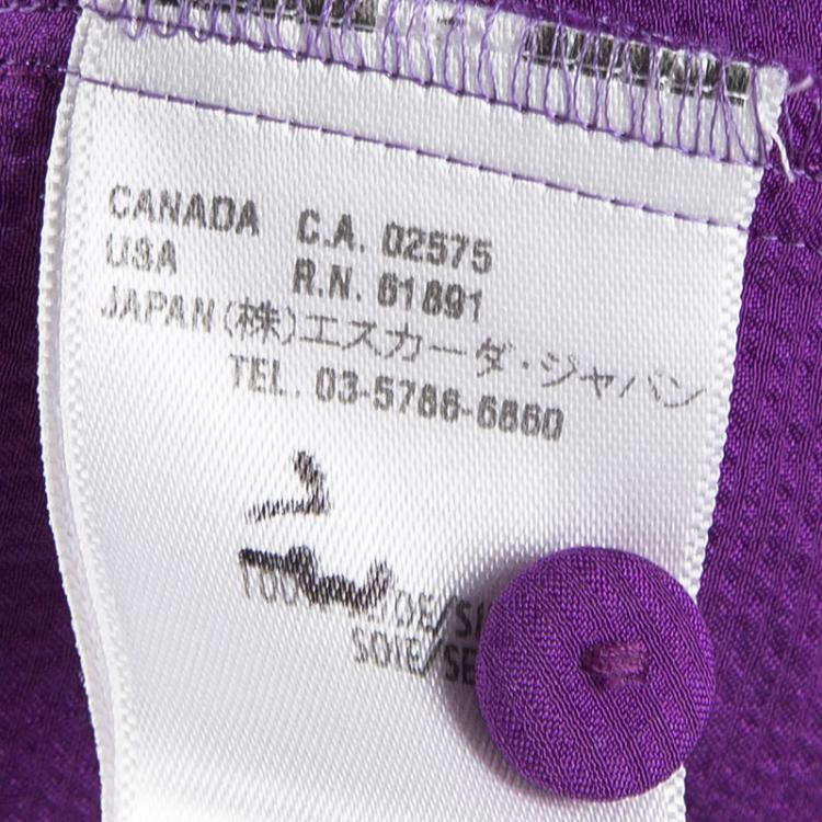 Pre Owned Escada Purple Textured Silk Ruffle Top XS