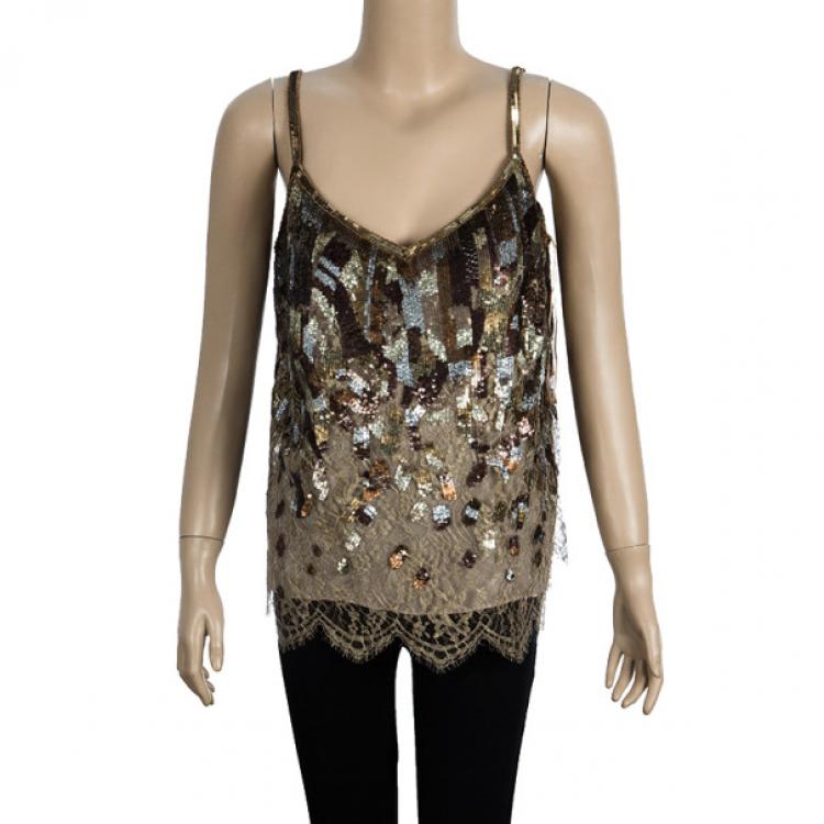 Pre Owned Escada Embellished Strapless Top M