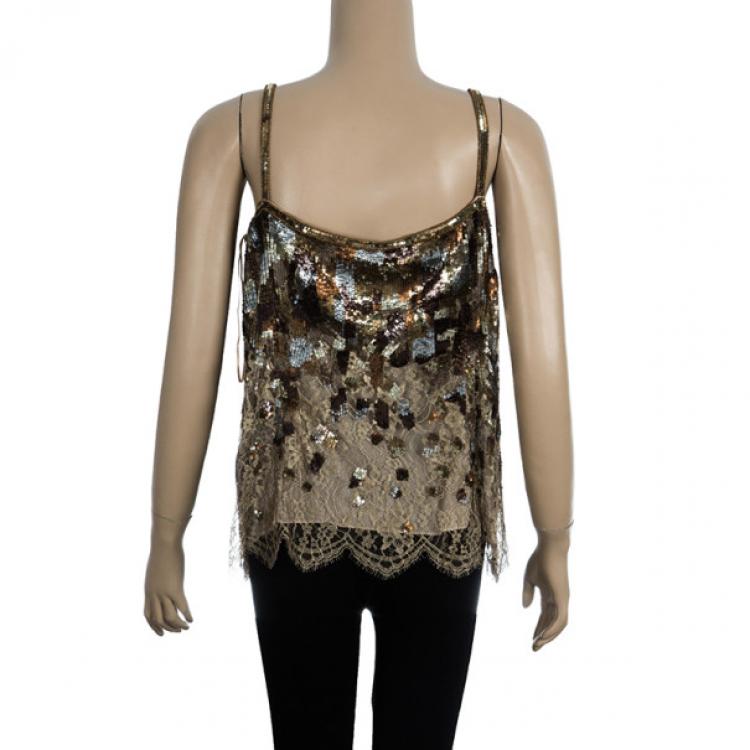 Pre Owned Escada Embellished Strapless Top M