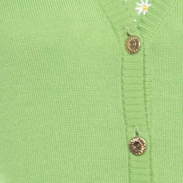 مملوكة مسبقًا Escada Green Wool Floral Embroiderd Cardigan and Sweater Vest Twin Set M