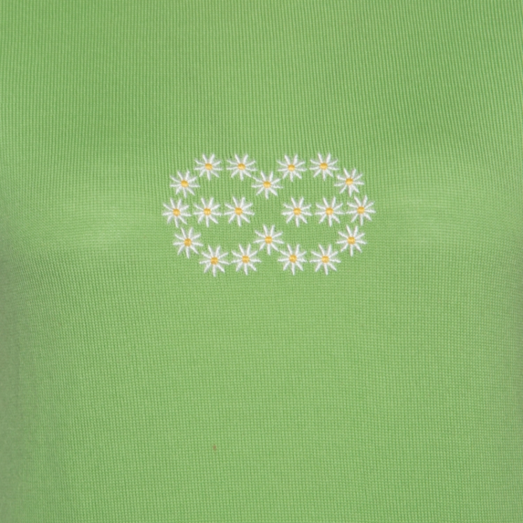 مملوكة مسبقًا Escada Green Wool Floral Embroiderd Cardigan and Sweater Vest Twin Set M