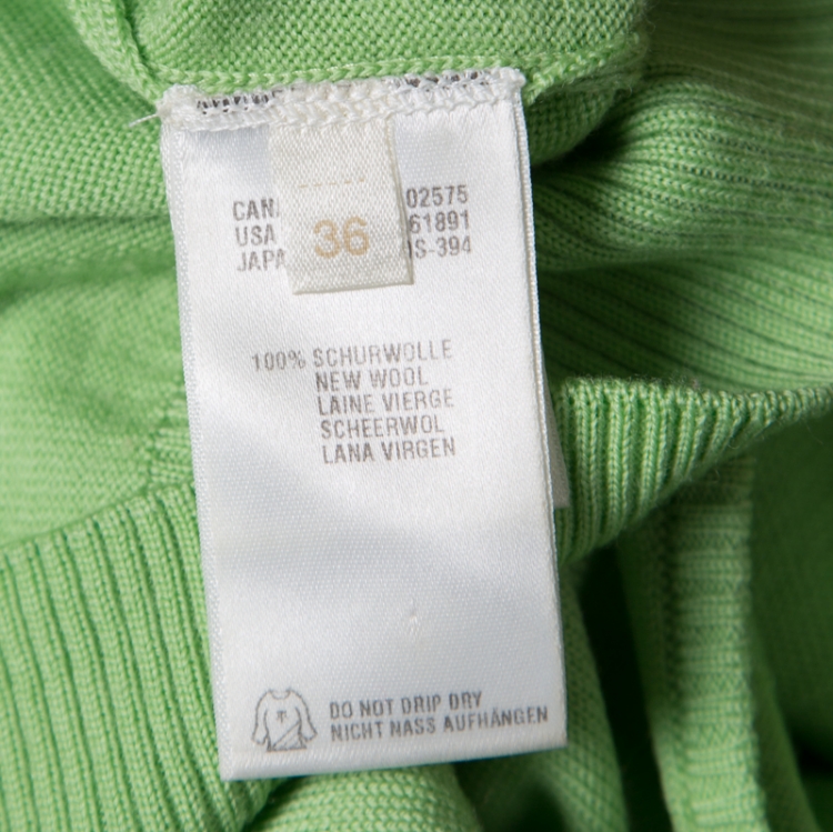 مملوكة مسبقًا Escada Green Wool Floral Embroiderd Cardigan and Sweater Vest Twin Set M