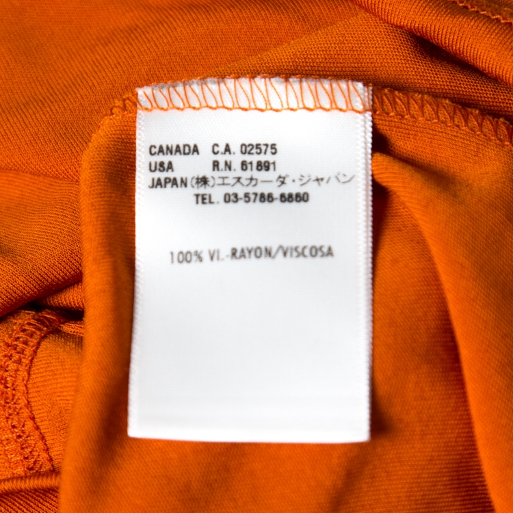 Pre Owned Escada Orange Knit Cascading Layered Sleeve Fitted Top M