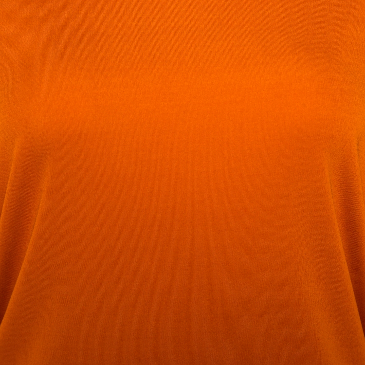 Pre Owned Escada Orange Knit Cascading Layered Sleeve Fitted Top M