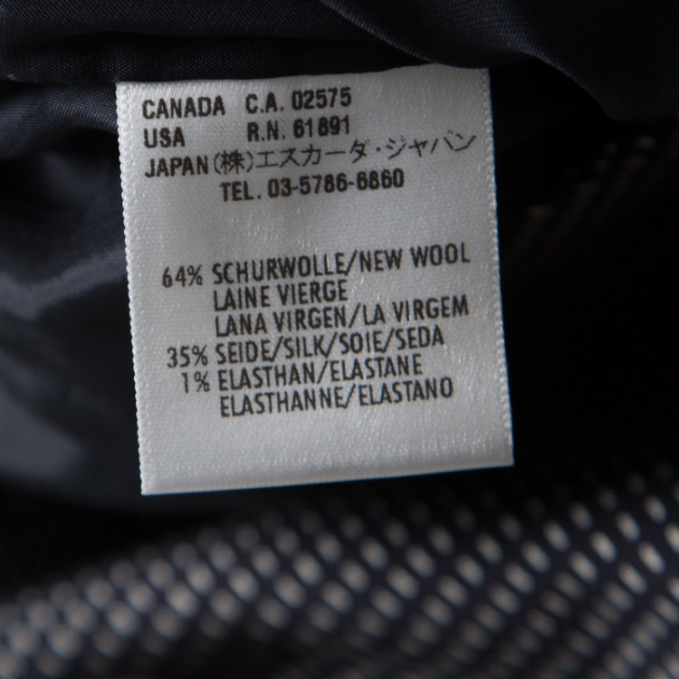 Pre Owned Escada Navy Blue Wool and Silk Jacquard Asymmetric Bow Detail Cropped Jacket L