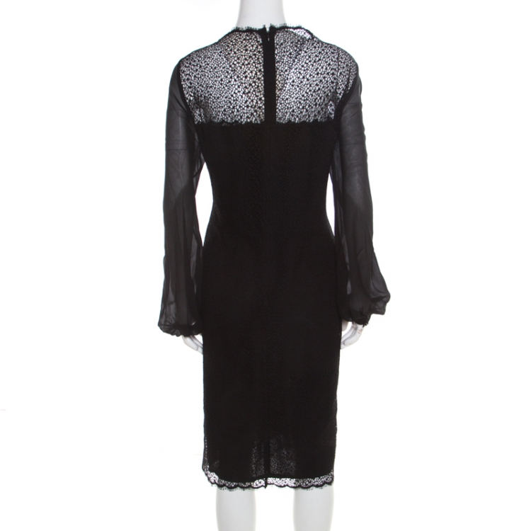 Pre Owned Escada Black Lace Long Sleeve Djohra Dress XXL