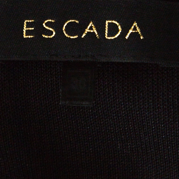 Pre Owned Escada Black Stretch Knit Fringed Hem Sleeveless Top M 