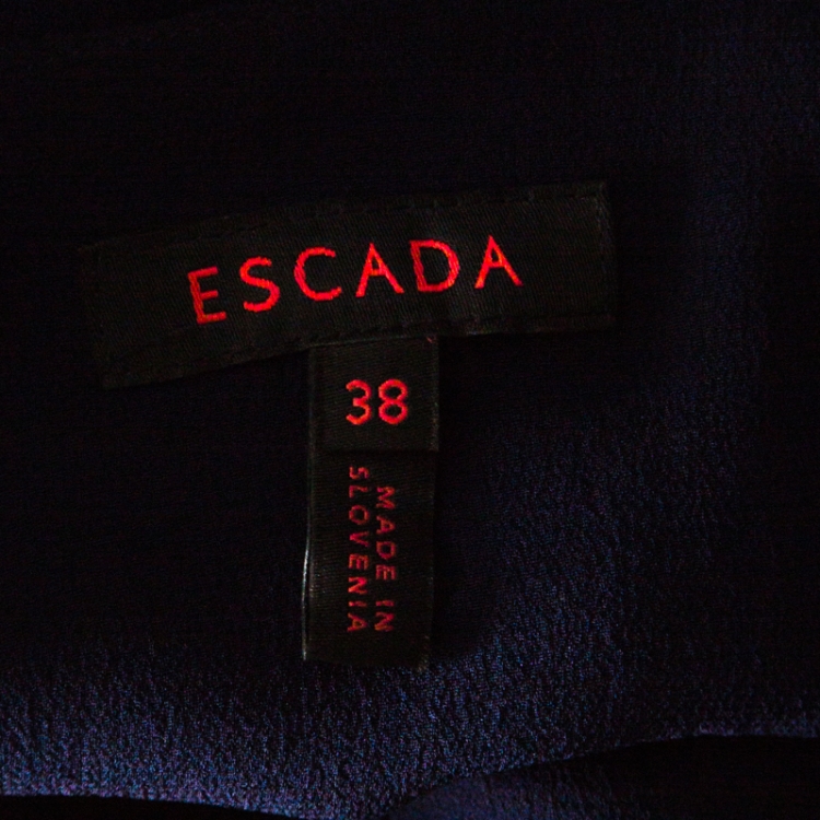 Pre Owned Escada Navy Blue Silk Paneled Flutter Skirt M