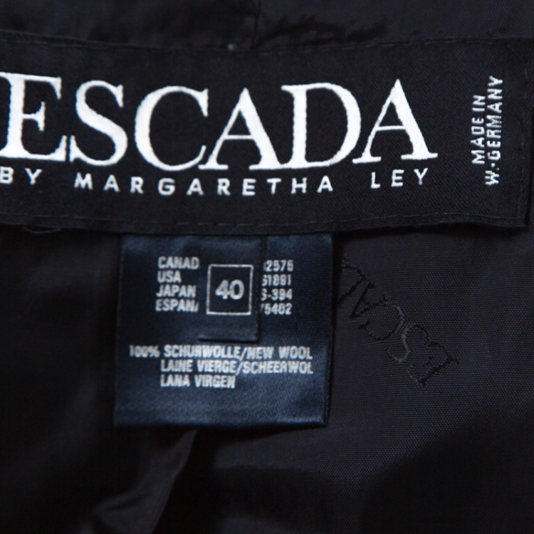 Pre Owned Escada Black Wool Gold Bead Embellished Vintage Jacket L
