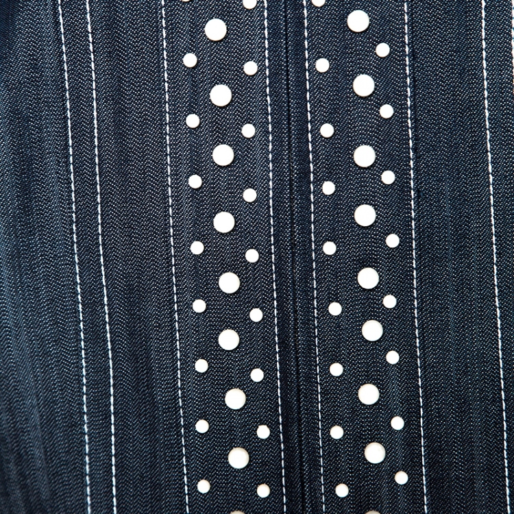 مملوكة مسبقًا Escada Dark Blue Pearl Embellished Zipped Jacket L