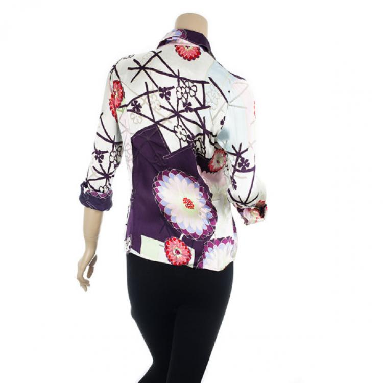 Pre Owned Escada Sport Floral Printed Silk Shirt S