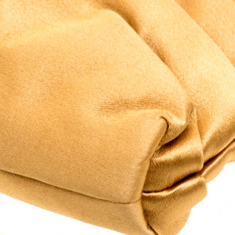 Pre Owned Escada Yellow Pleated Satin Chain Shoulder Bag