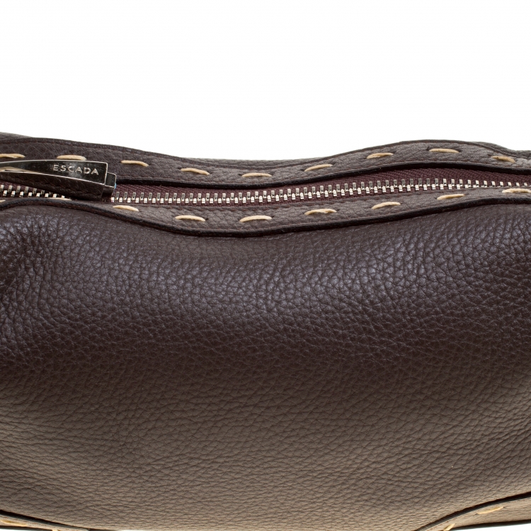 Pre Owned Escada Dark Brown Leather Small Eluna Shoulder Bag