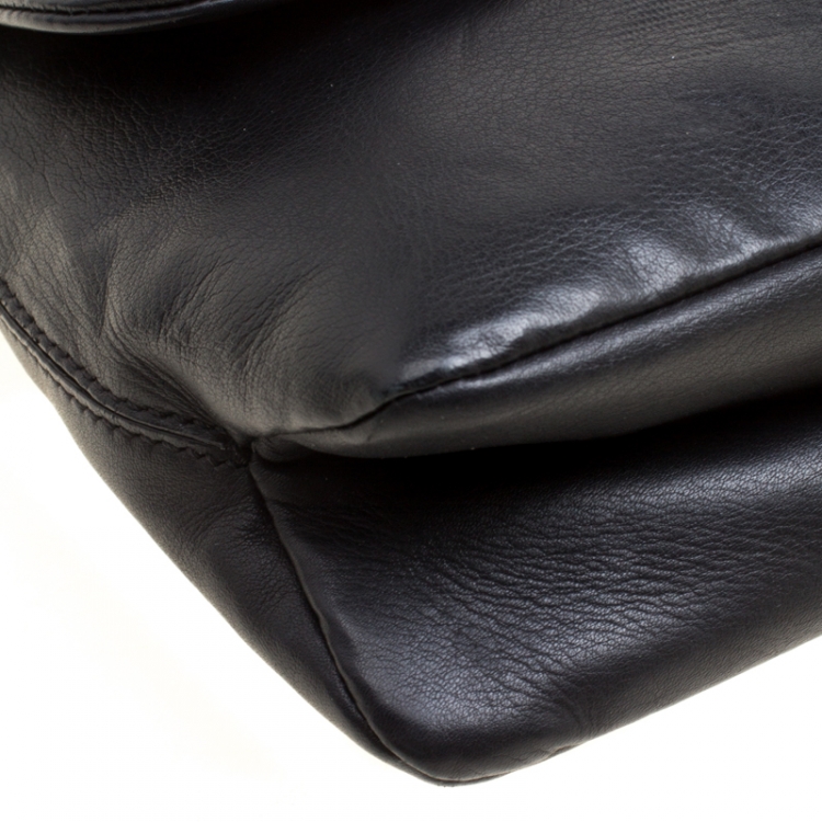 Pre Owned Escada Black Leather Flap Shoulder Bag
