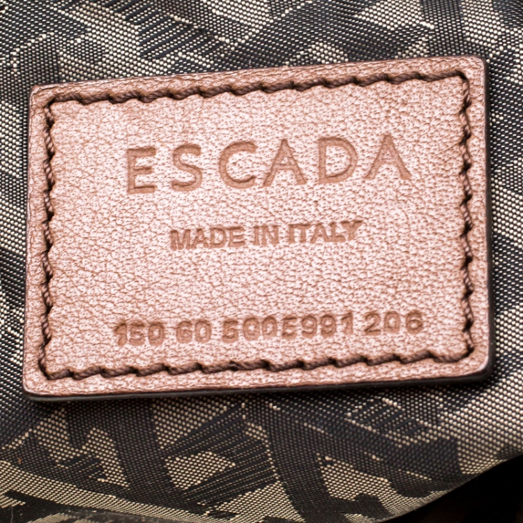 Pre Owned Escada Brown Pleated Leather Hobo
