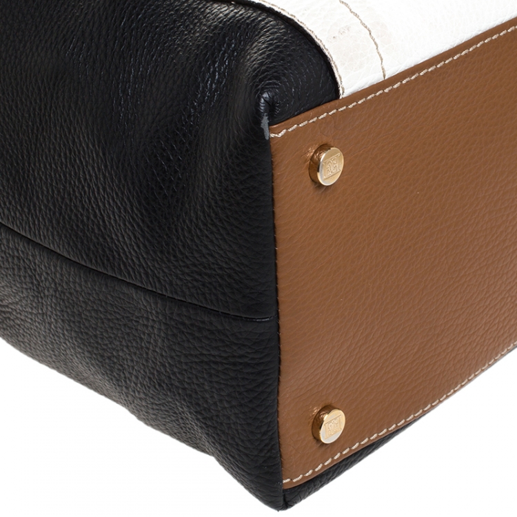 Pre Owned Escada Tri Color Leather Zip Satchel