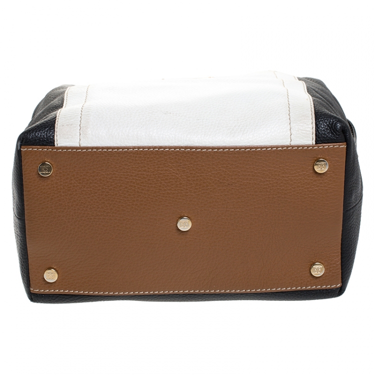 Pre Owned Escada Tri Color Leather Zip Satchel