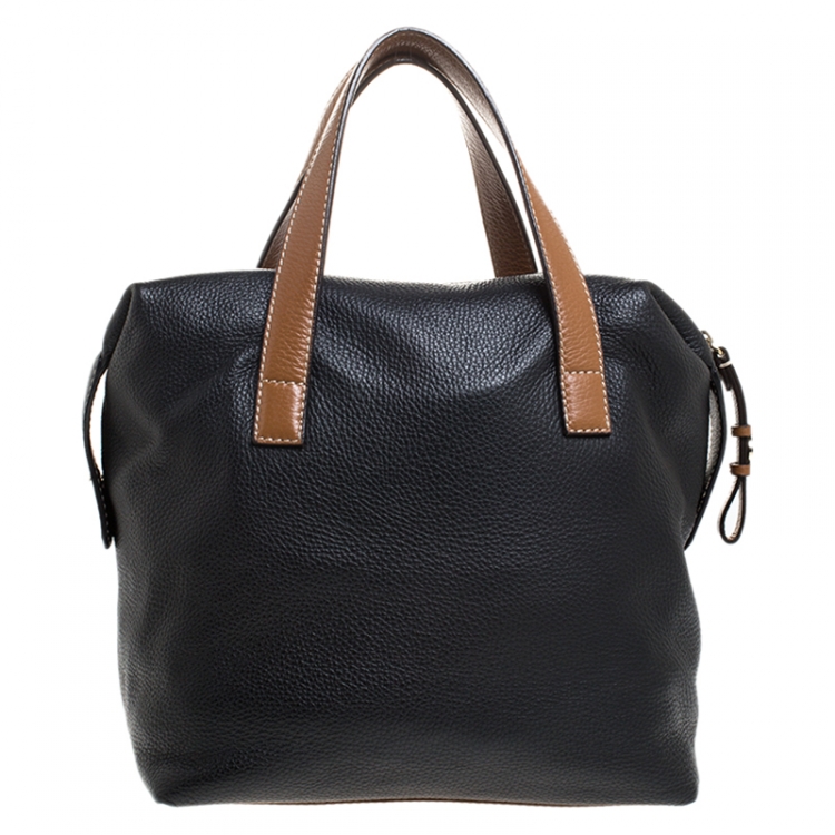 Pre Owned Escada Tri Color Leather Zip Satchel