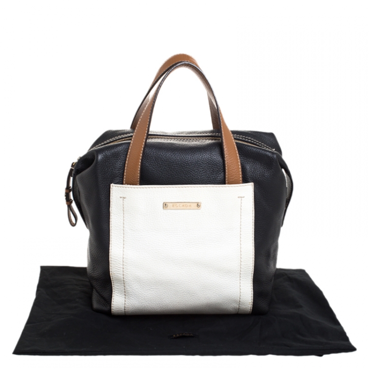 Pre Owned Escada Tri Color Leather Zip Satchel