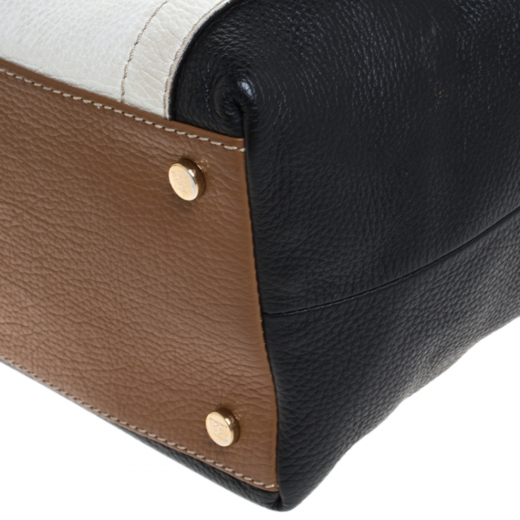 Pre Owned Escada Tri Color Leather Zip Satchel