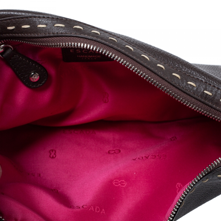 Pre Owned Escada Dark Brown Leather Eluna Shoulder Bag