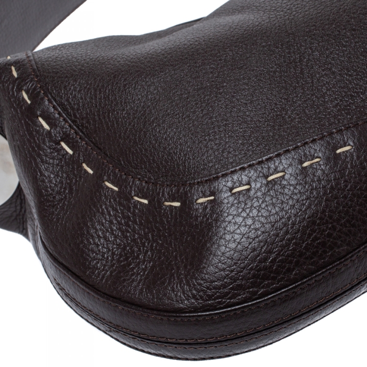 Pre Owned Escada Dark Brown Leather Eluna Shoulder Bag