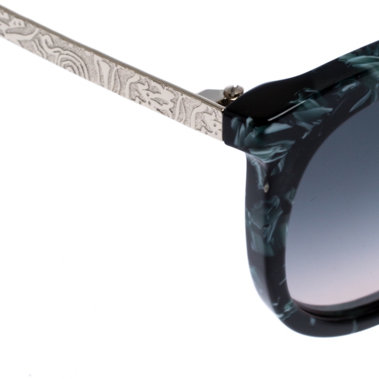 Pre Owned Etro Marble Green Gradient ET656S Cat Eye Sunglasses 