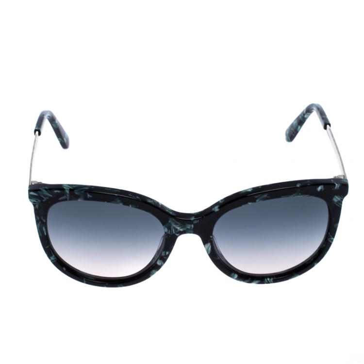 Pre Owned Etro Marble Green Gradient ET656S Cat Eye Sunglasses 