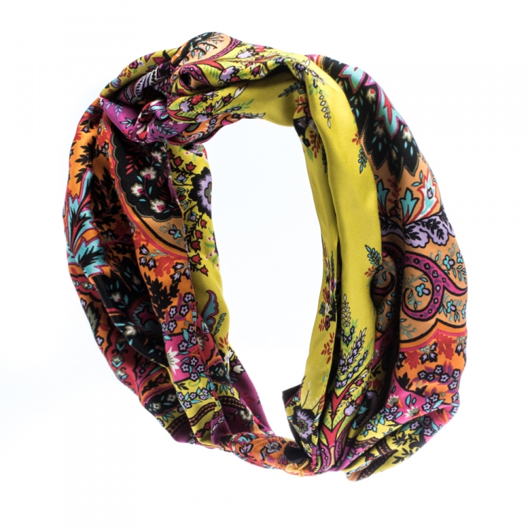 Pre Owned Etro Multicolor Floral Print Silk Head Band ( One Size )