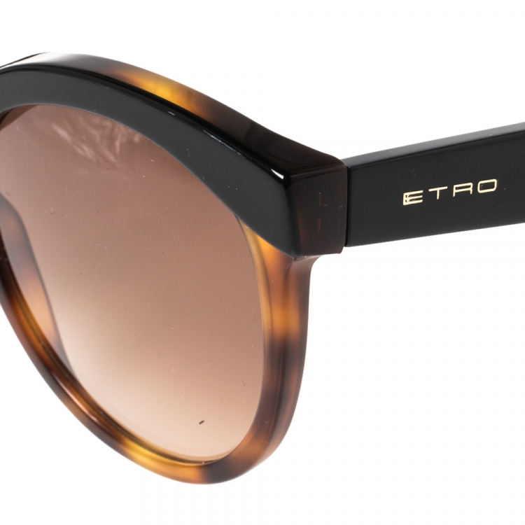 Pre Owned Etro Black/Havana ET652S Cat Eye Sunglasses