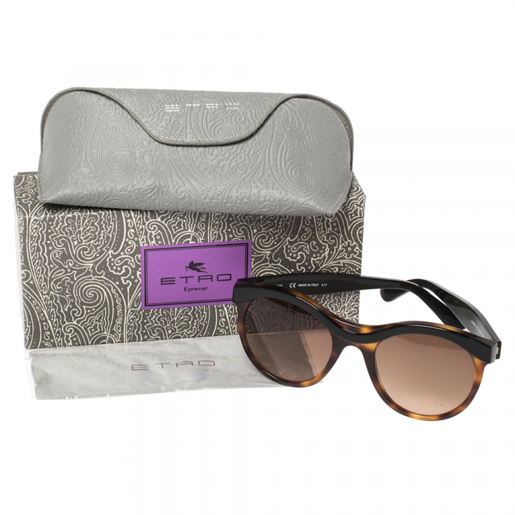 Pre Owned Etro Black/Havana ET652S Cat Eye Sunglasses