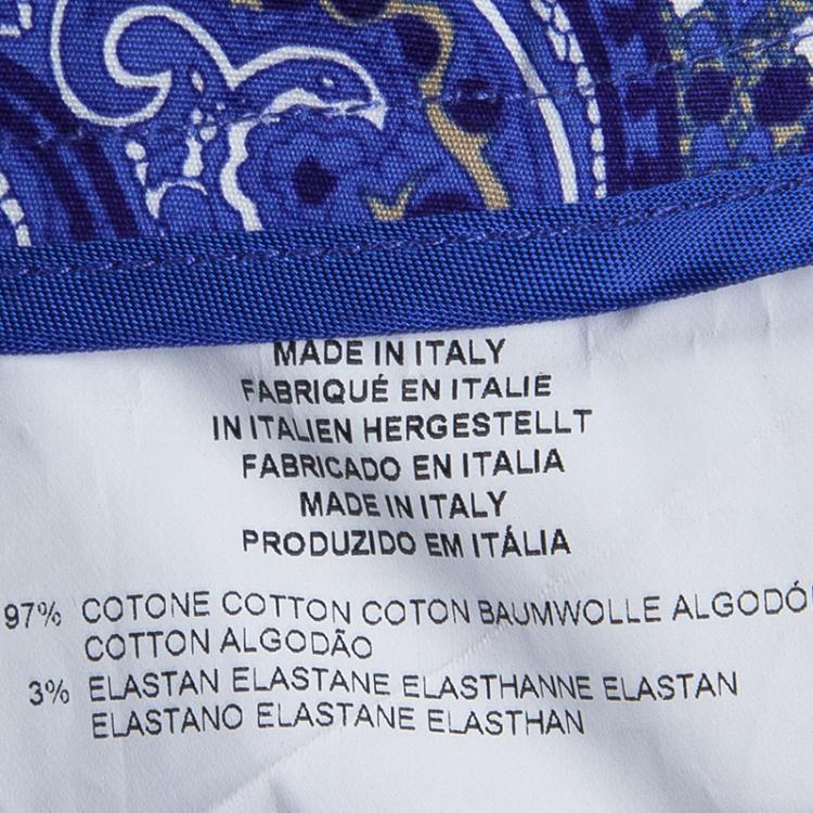 Pre Owned Etro Blue Paisley Printed Cotton Pleated Skirt L