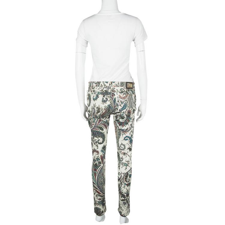 Pre Owned Etro Multicolor Paisley Printed Slim Fit Denim Jeans L